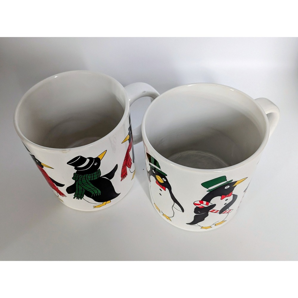 Vintage Penguin Holiday Mug Set Japan 1980's - Picture 2 of 10